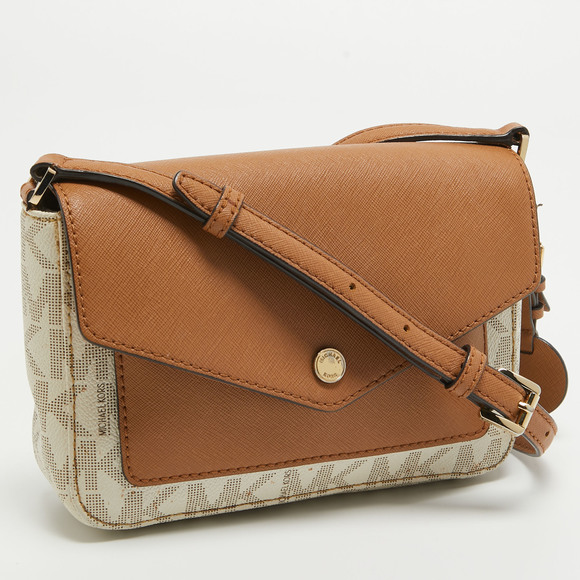 MICHAEL MICHAEL KORS Beige/Brown Signature Coated Canvas and Leather Greenwhich - Picture 3 of 8